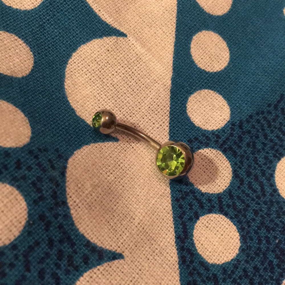 Silver/Green Belly Ring